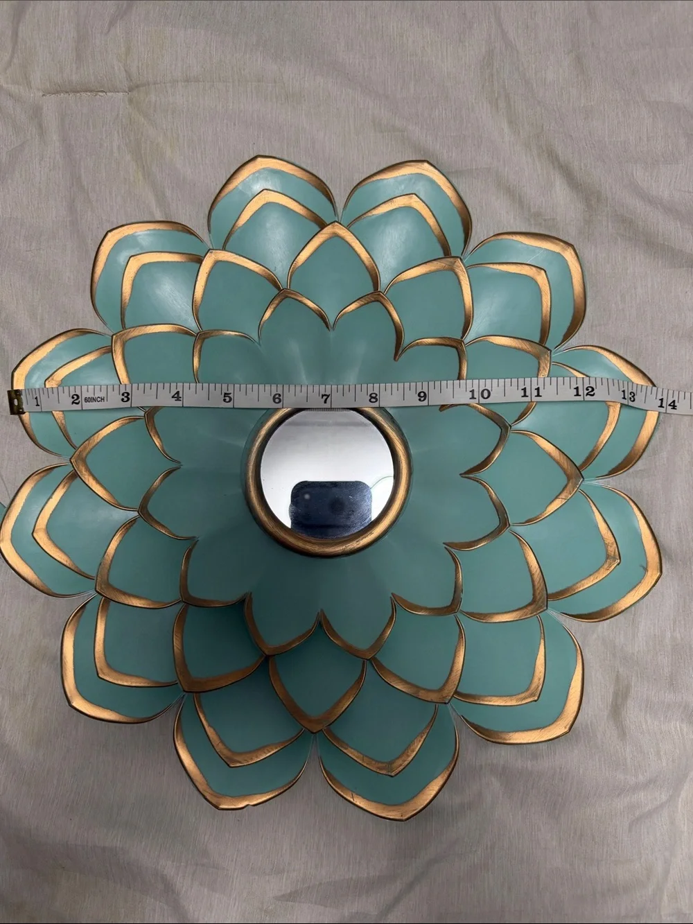 Teal Floral Plastic Wall Decor Set with Gold Accents